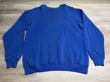 Vintage 80s 90s Tultex Blank Raglan Crewneck Sweatshirt Royal Blue USA Made XL