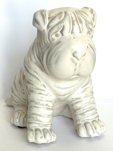 Shar Pei Dog Ceramic Figurine Home Garden Decor 3D 6.5” Tall Well Made!