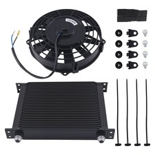 Oil Cooler 30 Row 10an Aluminum With 7 Fan For Universal Street Vehicles