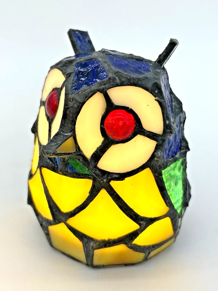 Lámpara de noche estilo mosaico búho estilo Tiffany lámpara de acento LED imitación vitral - Funciona Foto 2 de 4