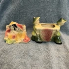 Vintage SHAWNEE USA Planters #573  ASIAN BOY GIRL SINGING #535 2 Men With Basket