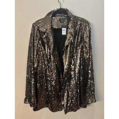 NWT City Chic Sequin Seduction Jacket Bronze Size 22 Open Front Party
