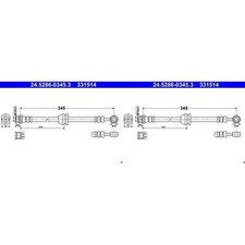 2X ATE BREMSSCHLAUCH BREMSSCHLÄUCHE 345mm VORNE passend für CHEVROLET SPARK