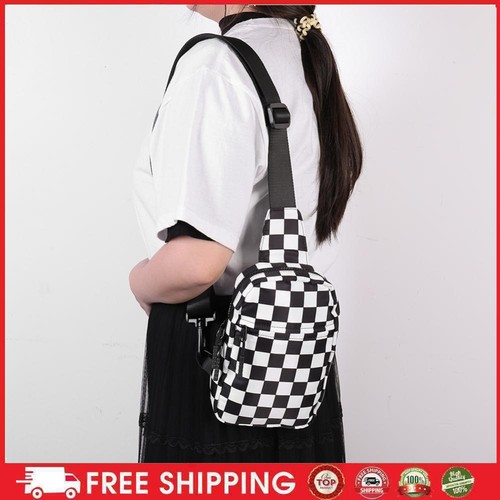 Sling Chest Bag for Men Women Sling Backpack Unisex Checkered for Travel Hiking