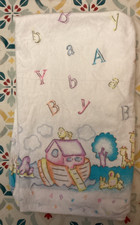 Vintage Baby Swaddling Blanket Noahs Ark Pastel Alphabet  Animals