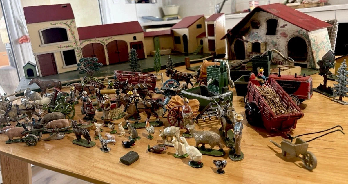 Lot De Figurines De Ferme Vintage - Britains Et Quiralu - Plastique Peint - Occasion