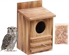 Large Owl, Squirrel, Bird House - Carbonized Cedar Nesting Box w/Wood Shavings