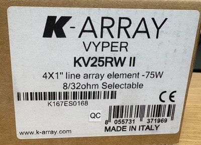 K-Array Vyper KV25RW II Ultra-Flat Line Array Element-75W 8/32ohm Selectable