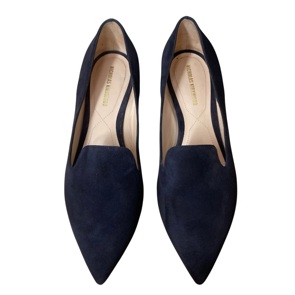 Mocasines Nicholas Kirkwood Tinta Azul Gamuza Casati Perla Talla 36.5 Foto 3 de 4