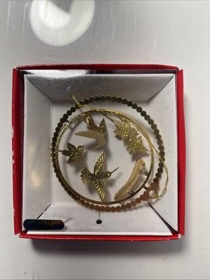 3D Christmas Ornament 24k gold-finish - Hummingbirds - Old Town San Diego