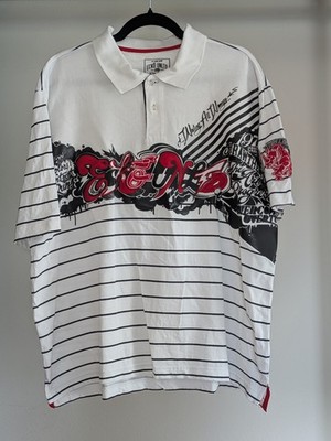 T-Shirt, Polohemd, Ecko Unldt., weiß, Herren, Größe XXL, rot- schwarzer Print