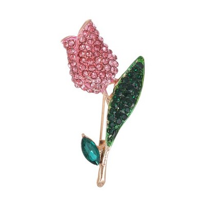 Lady Tulpe Blumenbroschen für Frauen Eleganter EaMell -Strass -Broschen Ros2687
