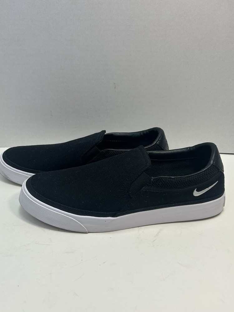 Nike Women's Court Legacy Canvas Slip On Sneakers Black White Size 9  
