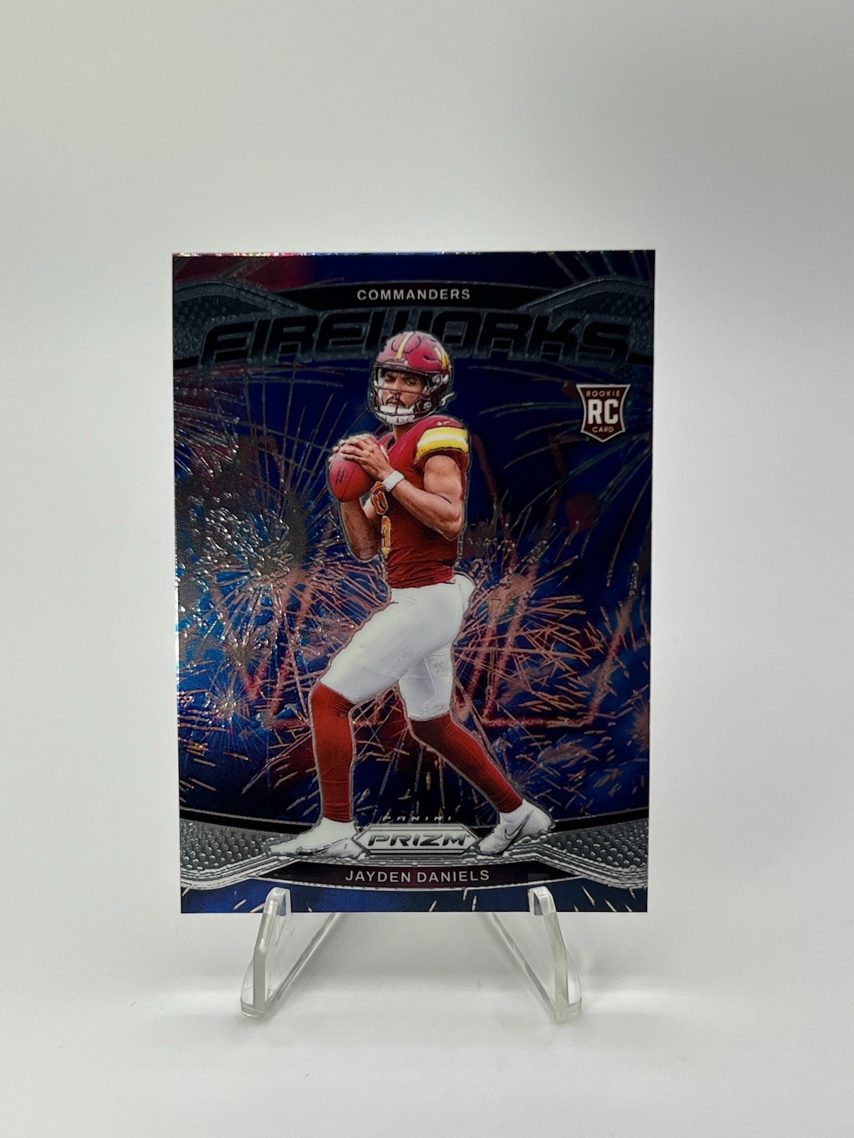 2024 Prizm Football Jayden Daniels Fireworks RC Rookie #24 Commanders