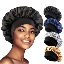 Damen Satin Schlafhaube breite Krempe elastis...