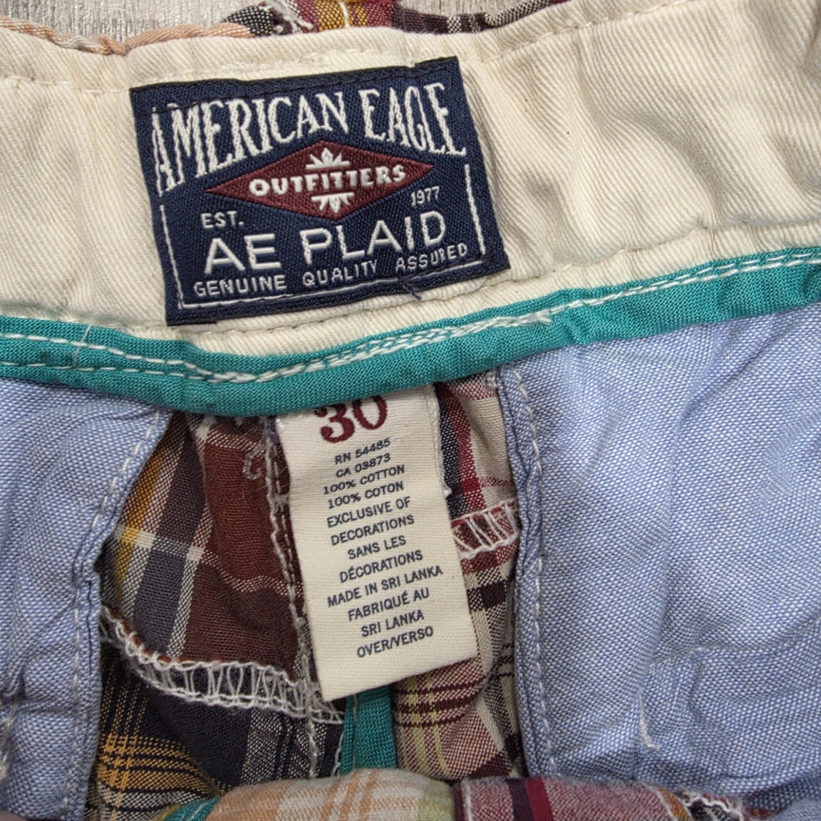 VTG American Eagle Madras Patchwork Plaid Shorts … - image 3