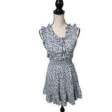 Y2K Forever 21 Womens Micro Floral Dress Size SP Ruffles Smocked Waist Coquette