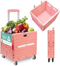 Collapsible Folding Utility Cart Heavy-Duty Rolling Crate with 360  Wheels