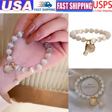 White Chalcedony Beaded Bracelet 8mm Gemstones Bracelets Gift for Birthday