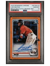 PSA 10 - Luis Matos 2020 Bowman Chrome Mega Box Orange Mojo Refractor Auto /25  