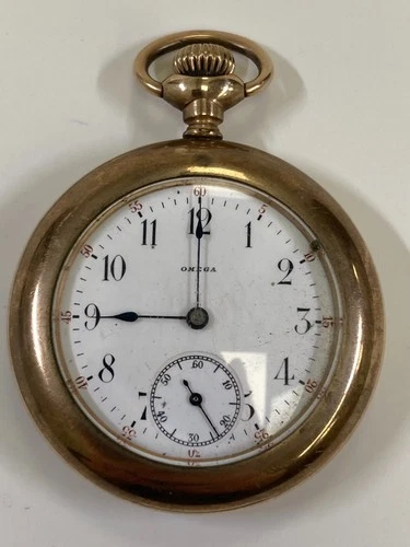 Antique OMEGA 15 Jewels Gold Filled Pocket Watch Doesn't Run  - 35#101