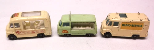 Lesney TV Service Van No 62 Bottle Float No 21 Ice Cream Canteen No 47 Matchbox