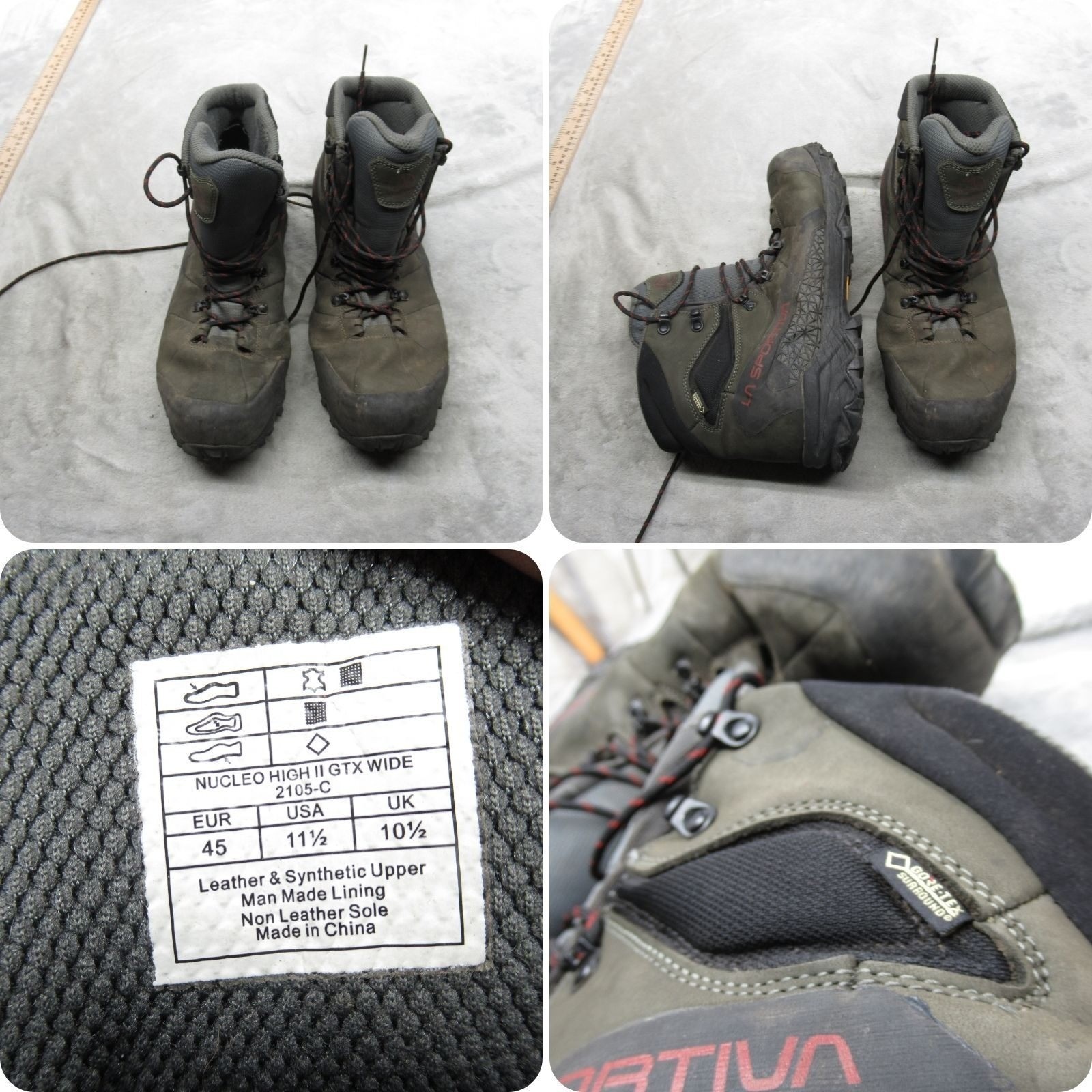 Botas de Senderismo La Sportiva Para Hombre 11.5 Ancho Verde Nucleo Alto II Gore-Tex Impermeables