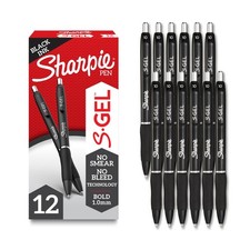 Sharpie S-Gel Gel Pens, Bold Point 1.0mm , Black 12 Count Pack of 1 ,