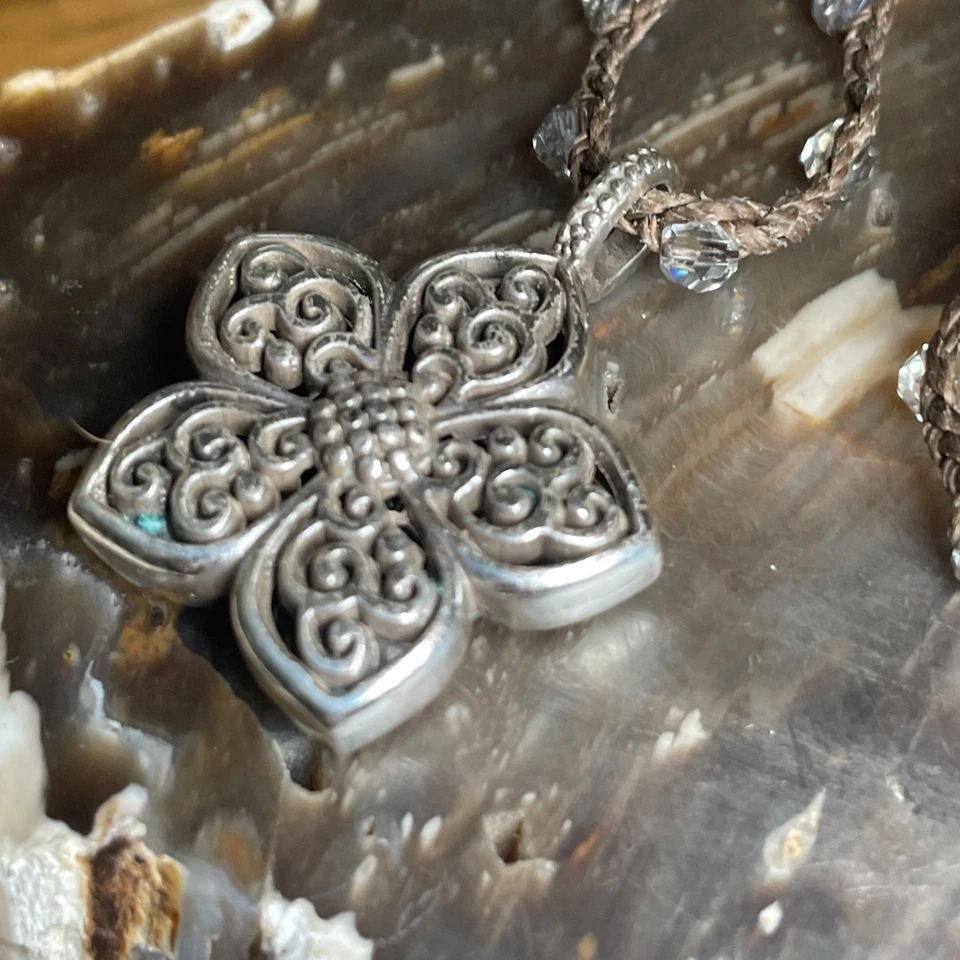 "Collar colgante Brighton Flora flor marrón con cordón cuentas 17"" ajustable" Foto 4 de 4