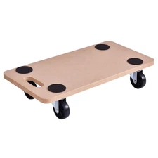 440lbs Platform Dolly Rectangle Wood Utility Cart Wheeled Transporter