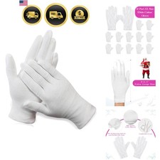 12 Pairs XL White Cotton Gloves for Dry Hand Moisturizing Cosmetic Eczema Han...