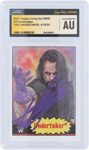 Undertaker WWE Signed 2021 Topps Living Set Purple Ink #10 CGC Fanatics Card
