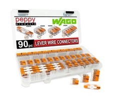 WAGO 221 Lever Nuts 90pc Compact Splicing Wire Connector Assortment with Case...