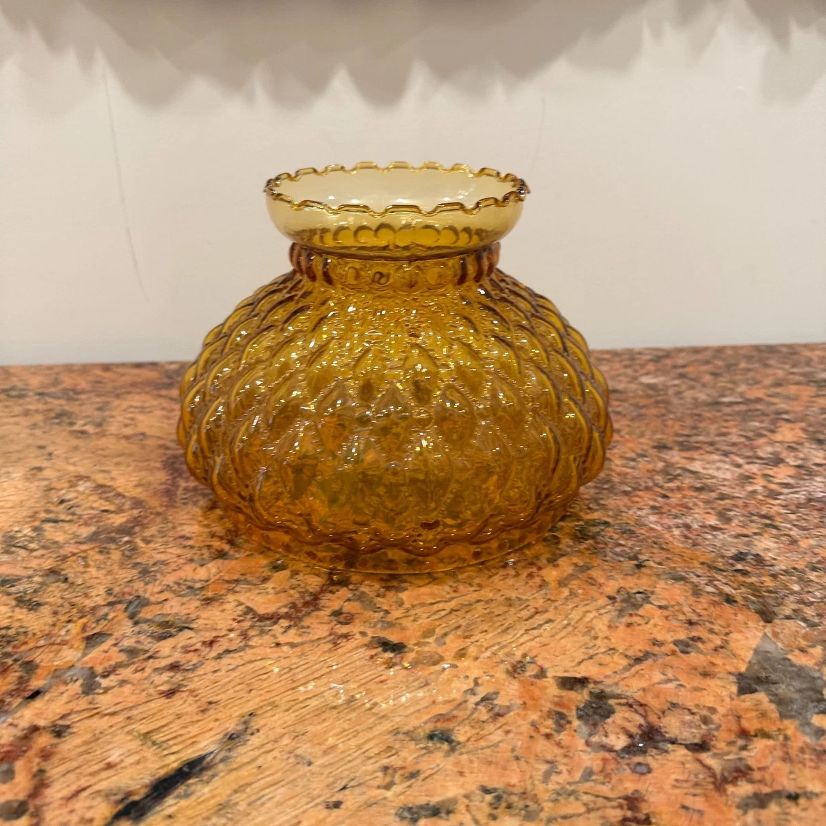 Vintage Diamonds Amber Glass Shade 支柱セット Amber Glass Lamp In Collectible Lamp Shades for sale | eBay