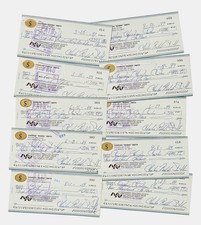 Lot of Ten Checks Signed by NFL Star and Actor Charles 