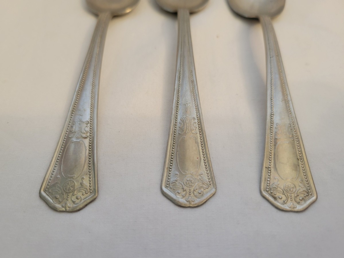 Antique International Rogers Nickel Silver - 3 Teaspoons - 6