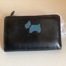 Radley London Medium Purse,  black leather with blue Scottie Dog