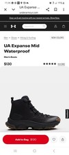 Under Armour UA Charged Expanse Mid Waterproof Black 6000770-001 Men's Size 11