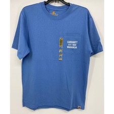 Image of Carhartt Mens Blue Workwear Front Pocket Short Sleeve Tshirt NEW Size Medium