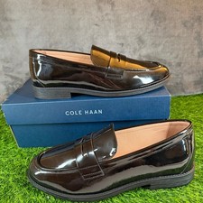 Cole Haan Black Patent Leather Haverhill Penny Loafer Shoes Womens Size 7.5 New