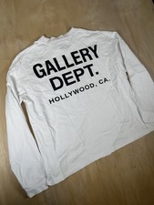 Gallery Dept. Men's M White Cotton Crew Neck Long Sleeve Graphic Logo T-Shirt
