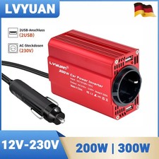 200W 300W Spannungswandler Wechselrichter Inverter DC 12V auf AC 230V 2USB Rot