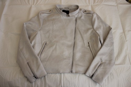 Banana Republic Moto Jacket Vegan Suede Lite Grey Women's Size XXL NWT - Picture 8 of 17