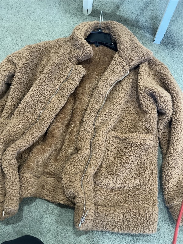 Ladies Brown Faux Fur/fleece Jacket Size Small