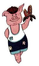 bbq pig fabric applique iron on corn not embroidered 3 inch