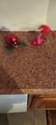 2 Vintage Bird Clip-on Glass Christmas Ornaments Germany Cardinal Red Glitter 6" — photo 1