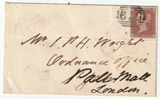 1853? =579= NUMERAL NORTH WALSHAM NORFOLK TO WRIGHT AT ORDNANCE OFFICE LONDON