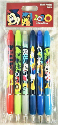 Disney Parks 2020 Mickey & Friends 6 Pack Pen Set Black Ink