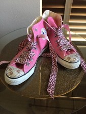 Pink Converse All Stars With Swarovski Crystal Embellishments-Custom OOAK