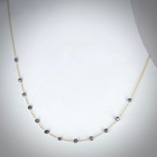 Mounir London FJ/N59-B Black Diamond 9ct Yellow Gold Nugget Necklace RRP £378